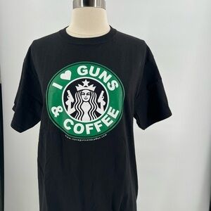 Hanes “I ❤️Guns & Coffee” Tee Shirt Ladies Medium